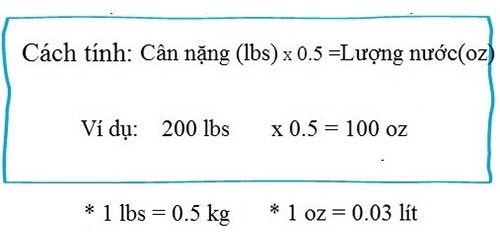 Công thức tính lượng nước cần uống mỗi ngày theo cân nặng của từng người